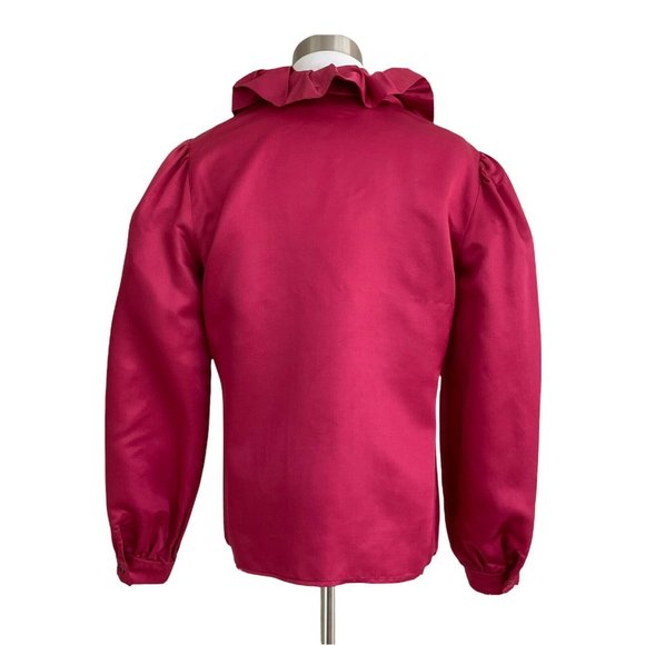 Vintage 1970’s Cranberry Silk Pussy Bow Blouse Samuel Roberts Puff Sleeve Top - Picture 7 of 9